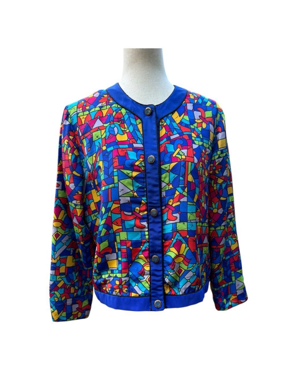 Vintage Wilroy Jacket Bold Wearable Art Print Colorful 80s Statement Medium 8-10